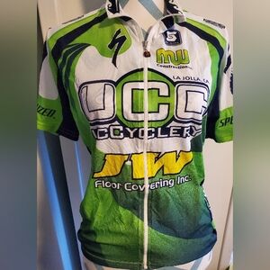 Green and White Squadra Cycling Jersey- Size Large